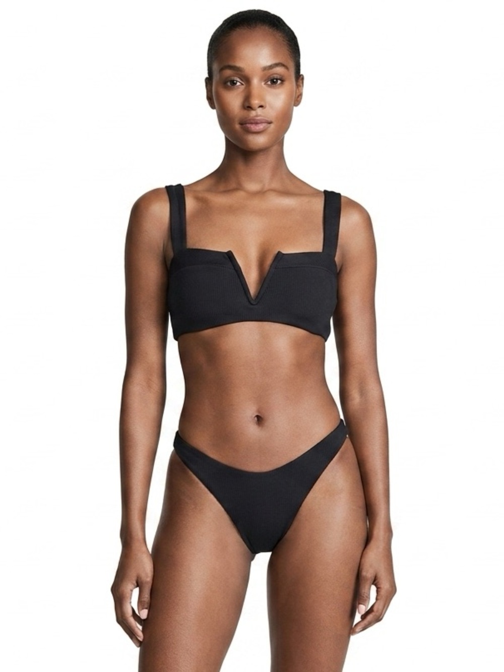 L*Space Ribbed Bikini Set Lee Lee Top & Lennox Classic Bottom Small Black Bikini
